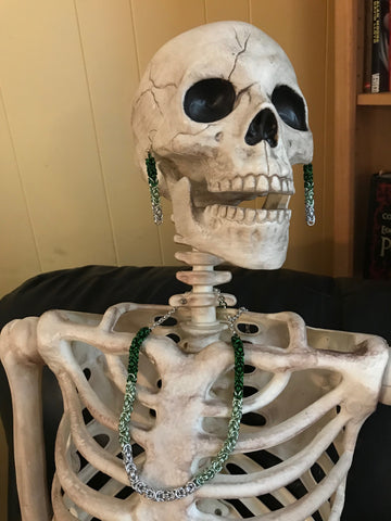 Green Ombré Chainmail Earrings