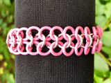 Pink Rubber and Aluminum Chainmail Bracelet