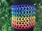 Rainbow Rubber and Aluminum Chainmail Bracelet / Cuff