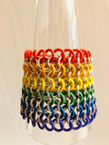 Rainbow Rubber and Aluminum Chainmail Bracelet / Cuff