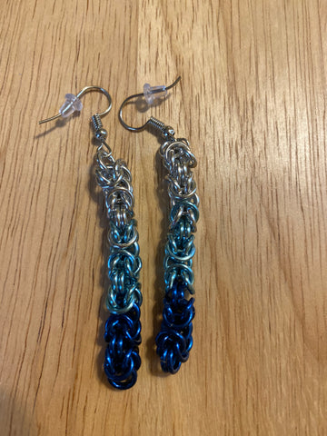 Blue Ombré Chainmail Earrings