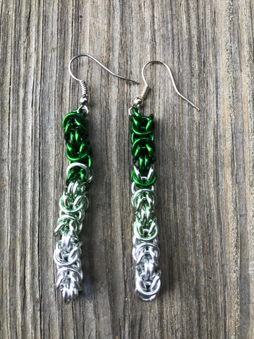 Green Ombré Chainmail Earrings
