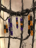 Purple and Grey Chainmail Earrings -- Long