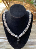 Onyx Pendant Chainmail Necklace