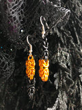 Halloween Orange and Black Chainmail Earrings — Short