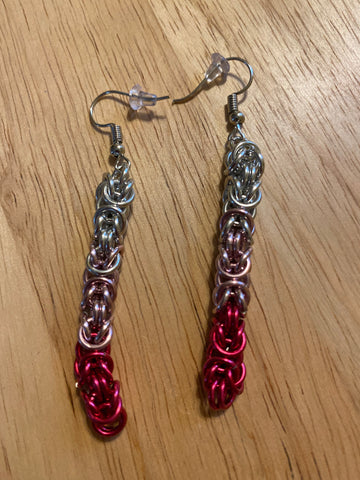 Pink Ombré Chainmail Earrings