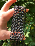 Wide Black Rubber and Aluminum Chainmail Bracelet / Cuff