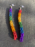 Matte Rainbow Chainmail Earrings, LONG